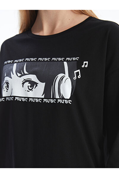 LC Waikiki Crew Neck Printed Long Sleeve Women's Pajamas Set