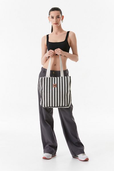 Fulla Moda Linen Handle Striped Bag