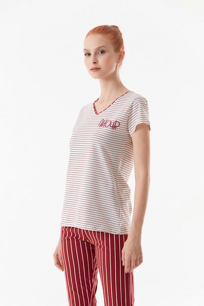 Fulla Moda Crew Neck Striped Pajama Set