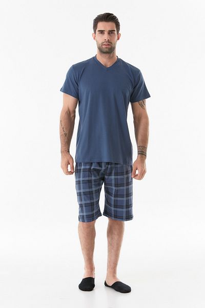 Fulla Moda Σετ πιτζάμες με καρό λαιμόκοψη