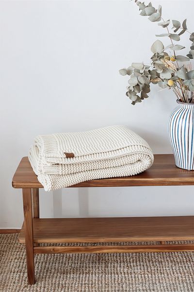 İrya Ecru Biscuit Knitted Blanket - 130X170
