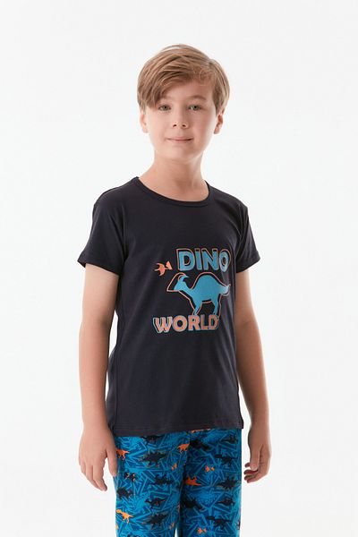 Fulla Moda Set de pijamale pentru băieți cu imprimeu din dinozaur și gât