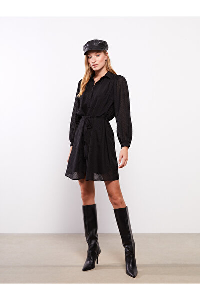 LC Waikiki Self Patterned Long Sleeve Women's Shirt Dress