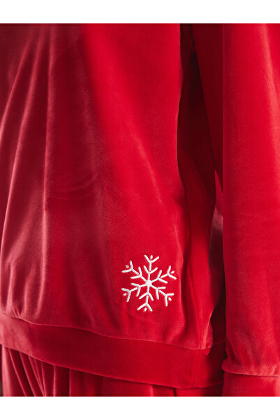 LC Waikiki Crew nyakú, hímzett hosszú ujjú női pizsama szett