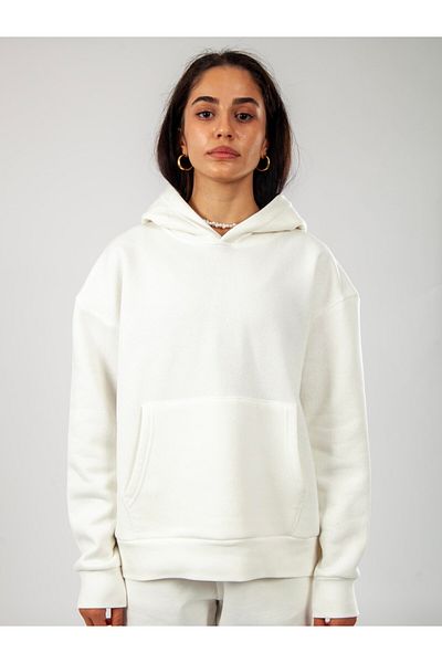Coredra Women's Relaxed Cut Hoodie - Ecru