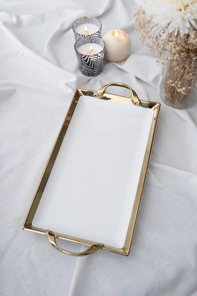 ACAR Arwen Rectangular Gold Presentation Tray - 40.5 cm