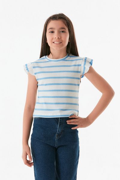 Fulla Moda Girl's T-Shirt with Ruffled Sleeves