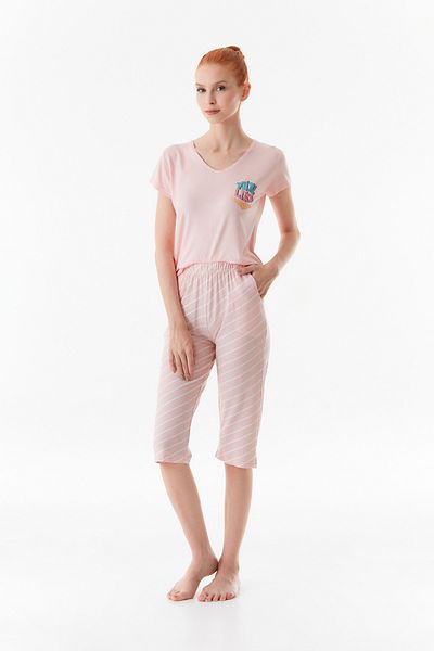 Fulla Moda Crew Neck Text Printed Pajama Set