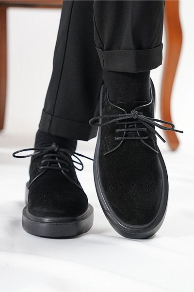TETRİ Halet Model Genuine Leather Handmade Men's Black Casual Shoes