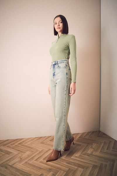 Fulla Moda Blugi cu picioare largi - Design cu aspect antic