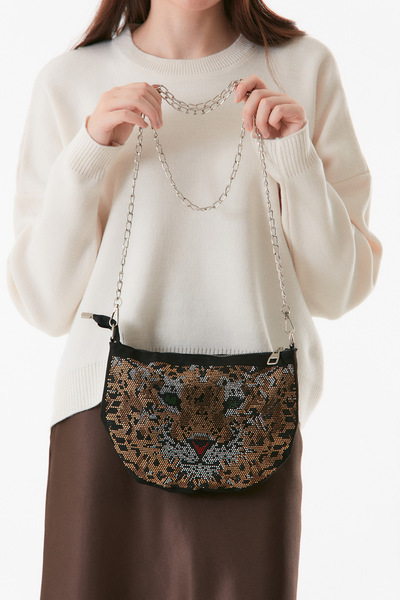 Fulla Moda Taşlı Fermuarlı Kol Çanta