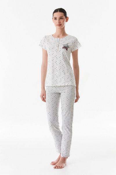 Fulla Moda Set de pijamale cu buline cu decolteu