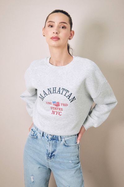 Fulla Moda Λεπτομερές φούτερ με λαιμόκοψη Manhattan