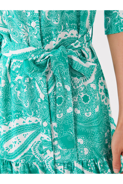 LC Waikiki Vzorované dámské košilové šaty s dlouhým rukávem