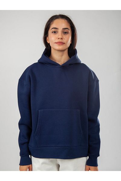 Coredra Hanorac cu glugă pentru damă, cu croiala relaxată - bleumarin