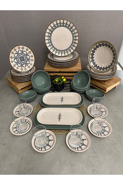 Demet Çeyiz Aksesuar Breakfast Dining Set for 6 People