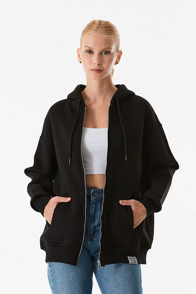 Fulla Moda Hanorac oversize cu glugă cu fermoar