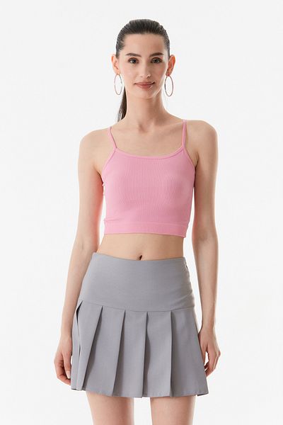 Fulla Moda Κοτλέ Crop Bustier με λουράκι από σχοινί