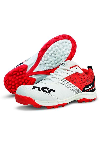 DSC Zooter Cricket Shoe | Color: White & Red | Size:  4 UK/5 US/39 EU | For Mens & Boys