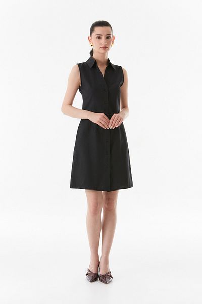 Fulla Moda Rochie de bază cu guler cămașă și detaliu cu nasturi