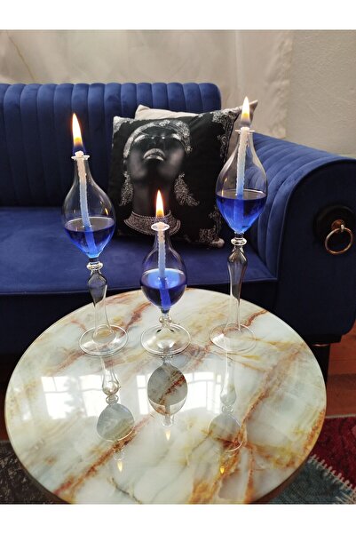püür glass Hediyelik El Yapımı Fıçı Kandil 3'lü Set (kandil yağı hediyemizdir)