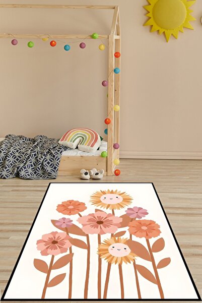 on the clouds Çiçekli Günebakan Bohem İskandinav Tarz  Yıkanabilir Kaymaz Tab...