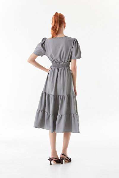 Fulla Moda Φόρεμα με διπλό στήθος με λαιμόκοψη και ελαστική μέση