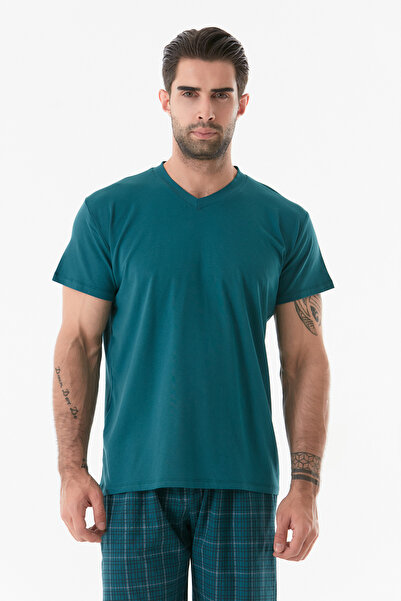 Fulla Moda Σετ καρό πιτζάμες με V λαιμόκοψη