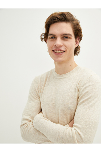 LC Waikiki Ανδρικό πλεκτό πουλόβερ με μακρυμάνικο λαιμόκοψη