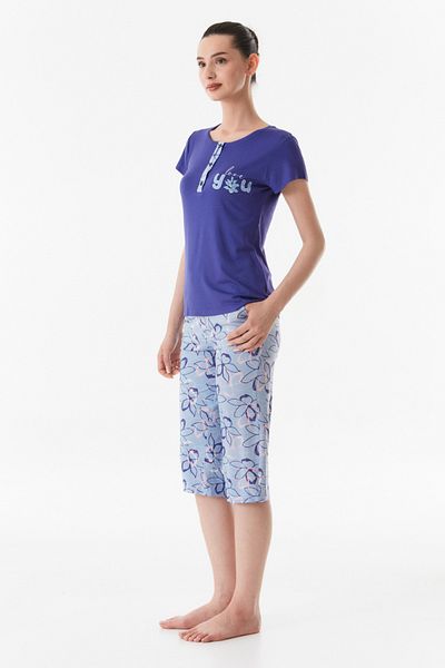 Fulla Moda Crew Neck Printed Pajama Set