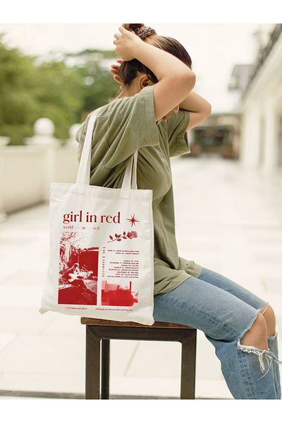 Cemira Girl in Red Tote Bag - Thick Canvas, Shoulder Bag, Tote Bag