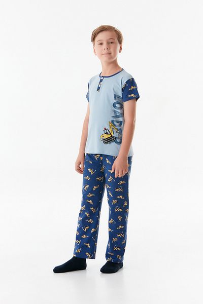 Fulla Moda Băiat - Set de pijamale cu imprimeu cu gât și scoop