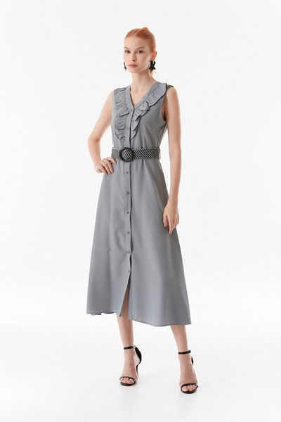 Fulla Moda Φόρεμα με βολάν με λαιμόκοψη V