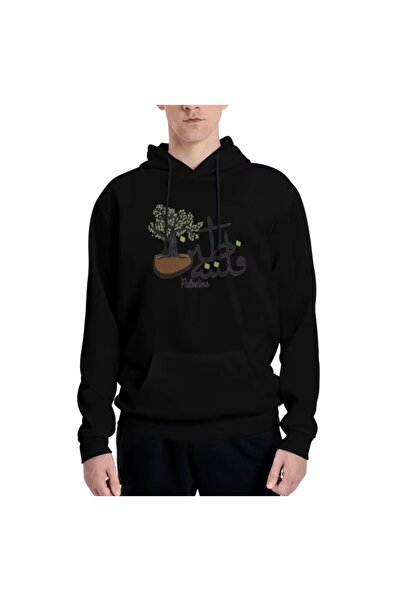 KMS MODA سويت شيرت رجالي - طباعة الخط العربي الفلسطيني، قماش مدمج بثلاثة خيوط...