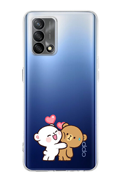 moonset Oppo A74 Uyumlu Sevimli Ayıcıklar Tasarımlı Baskılı Şeffaf Telefon Kı...