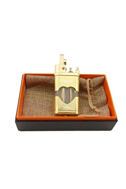 PİGADO İsme Kişiye Özel Kalp Tasarımlı Benzinli Çakmak Altınsarısı