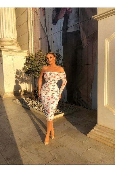LAST POINT LİFE Single Sleeve Midi Dress