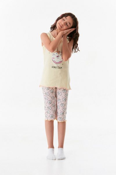 Fulla Moda Crew Neck Printed Girl's Pajama Set