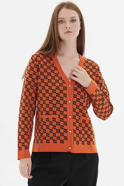 Two Mail Orange Cardigan - V-Neck Model