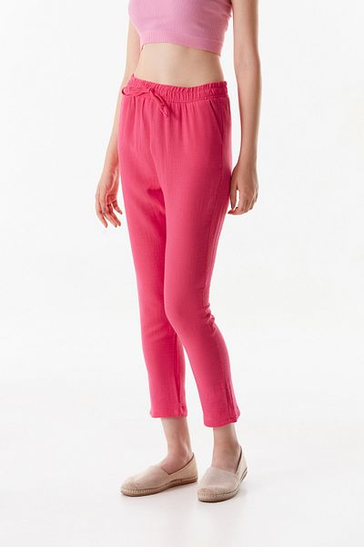 Fulla Moda LinenStraightTrousers -BasicElastic Waist