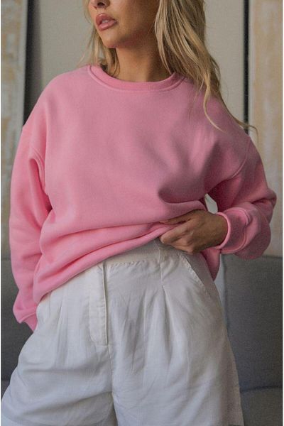 NO 601 Women's Light Pink Crew Neck Hoodless Sweat