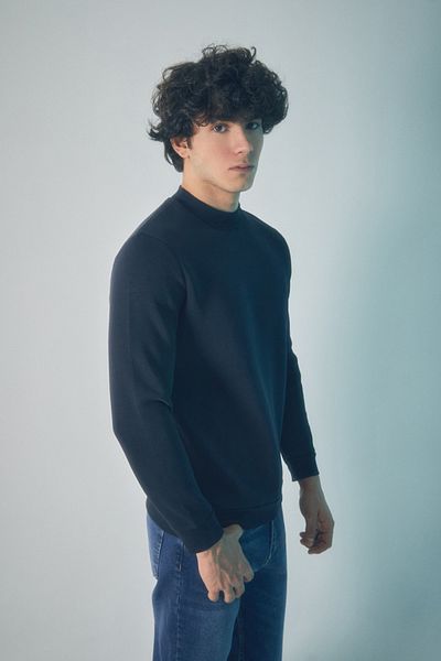 Fulla Moda Φούτερ με 3 νήματα Basic Crew Neck