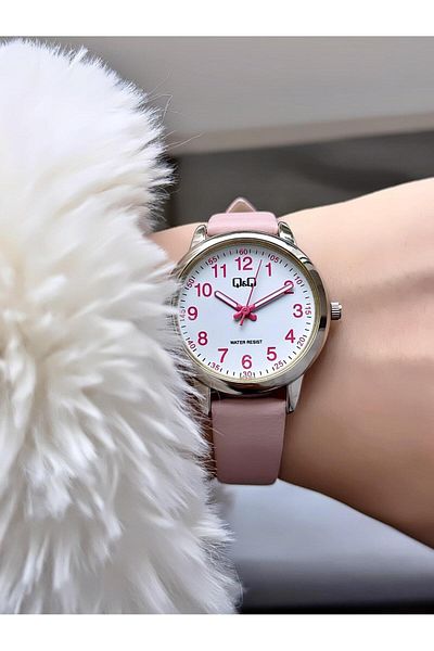Q&Q Minimal Elegant Thin Case Numeral Women Leather Cord Wrist Watch