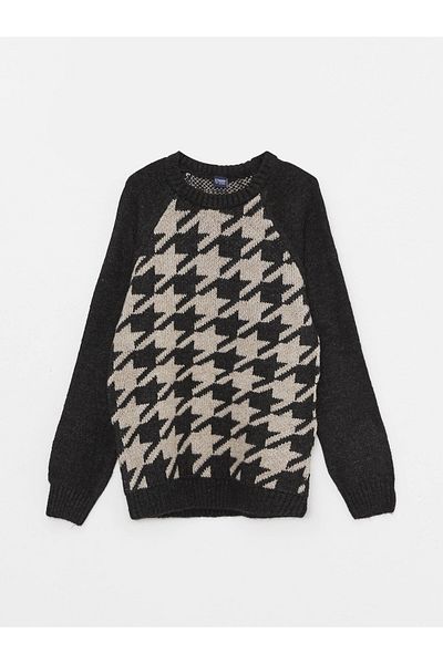 LC Waikiki Crew Neck Patterned Long Sleeve Boy's Knitwear Sweater