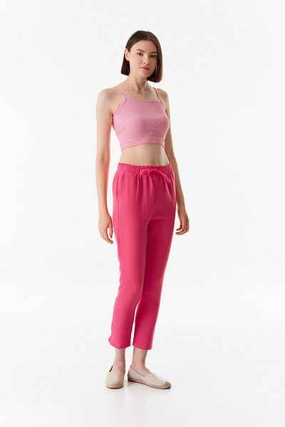 Fulla Moda LinenStraightTrousers -BasicElastic Waist