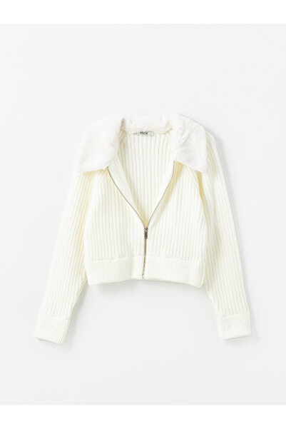 LC Waikiki Shirt Collar Plain Long Sleeve Women's Knitwear Cardigan