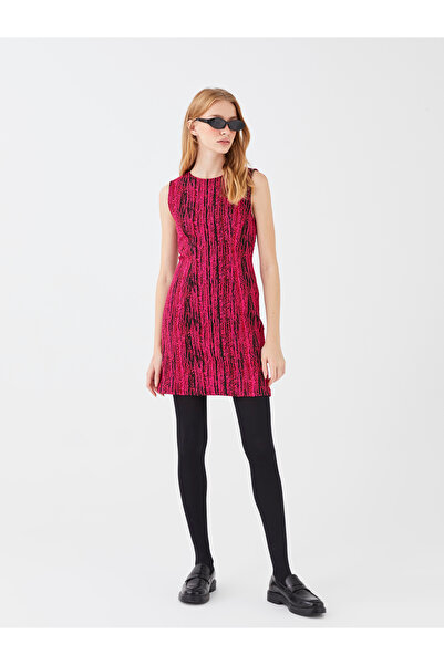 LC Waikiki Women's Crew Neck Patterned Sleeveless Bodycon Dress