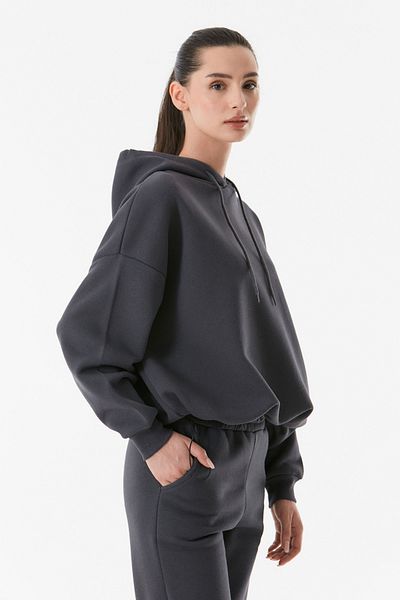 Fulla Moda Βασική φούτερ με κουκούλα με πώμα μέσης