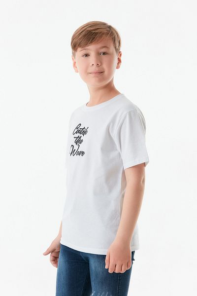 Fulla Moda Tricou pentru baieti cu decolteu triplu - Imprimat fata si spate