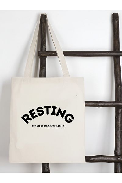 Cemira Resting, the Art of Doing Nothing Club Design, Canvas Tote Bag, Shoulder Bag, Pinterest Tote Bag